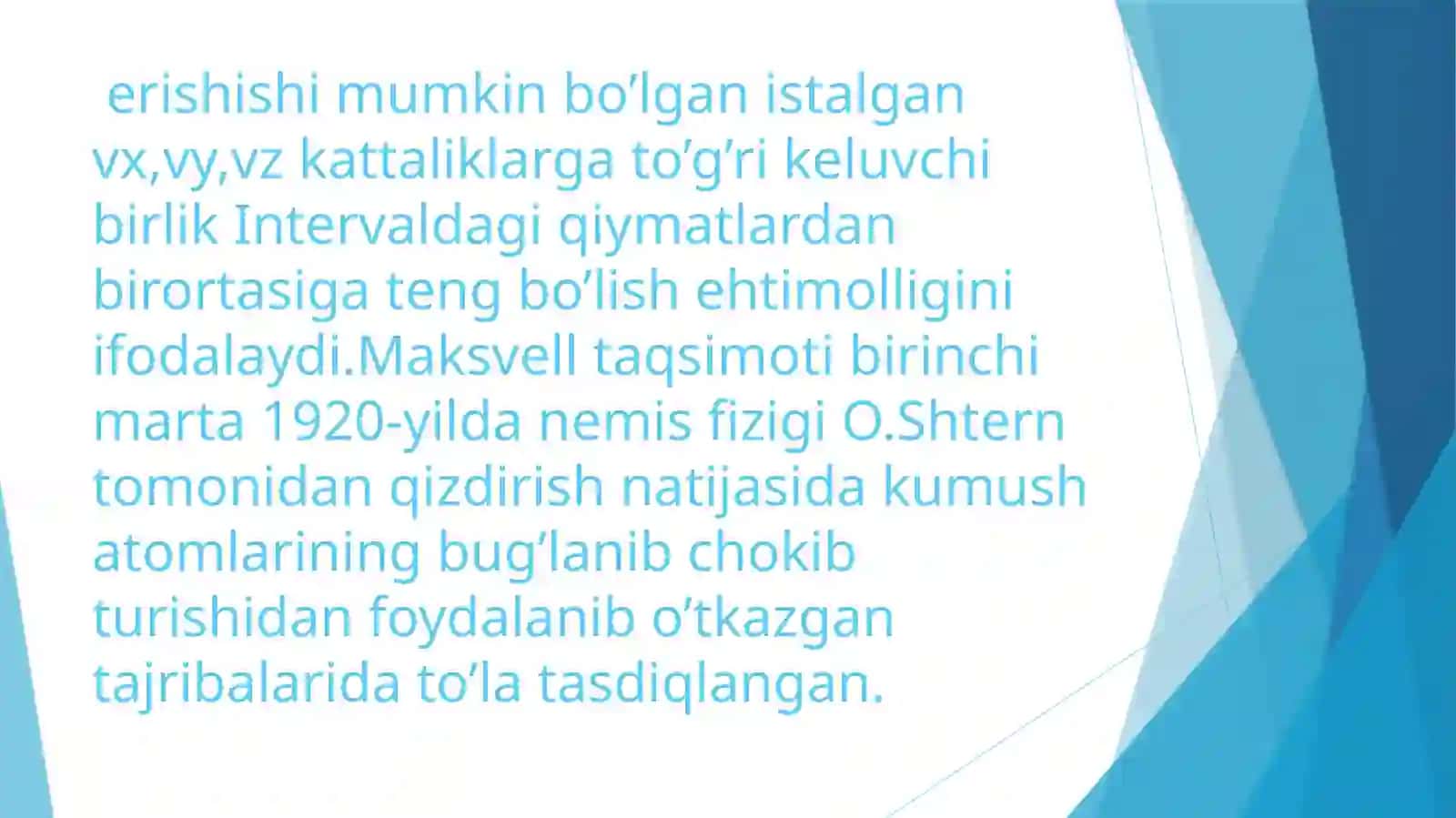 Maksvell taqsimoti 3