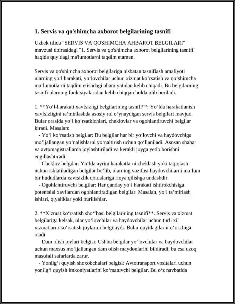 SERVIS VA QOSHIMCHA AHBAROT BELGILARI 3