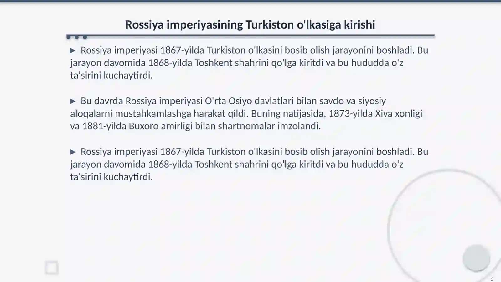 Rossiya imperiyasining Turkiston o'lkasiga kirishi 3