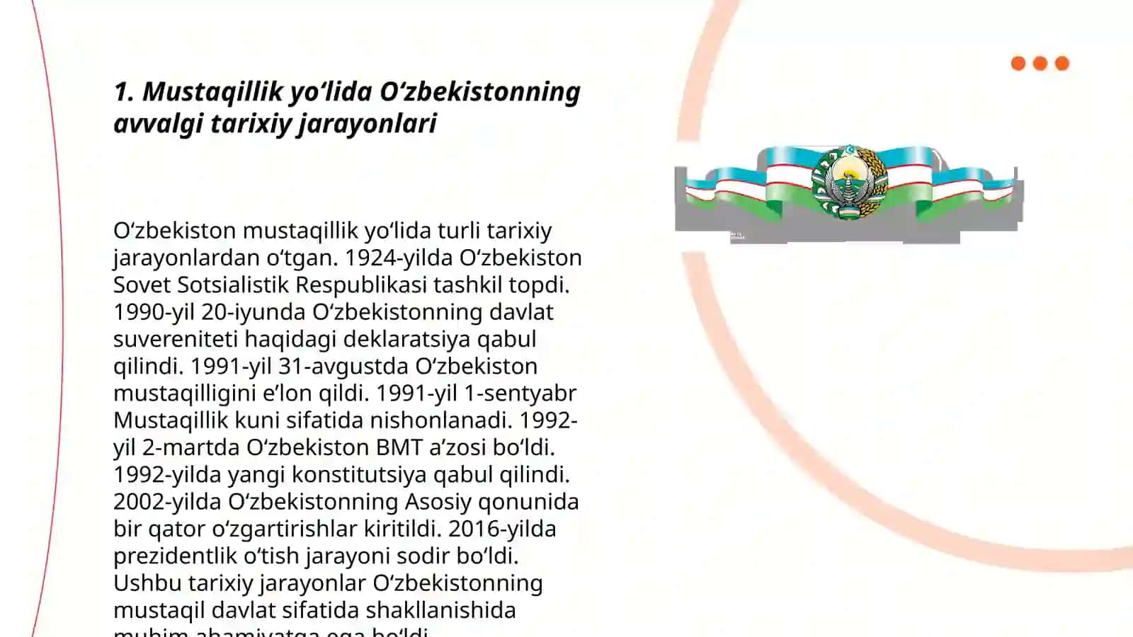 Mustaqil O‘zbekiston Respublikasining tashkil topishi va uning Tarixiy ahamiyati 3