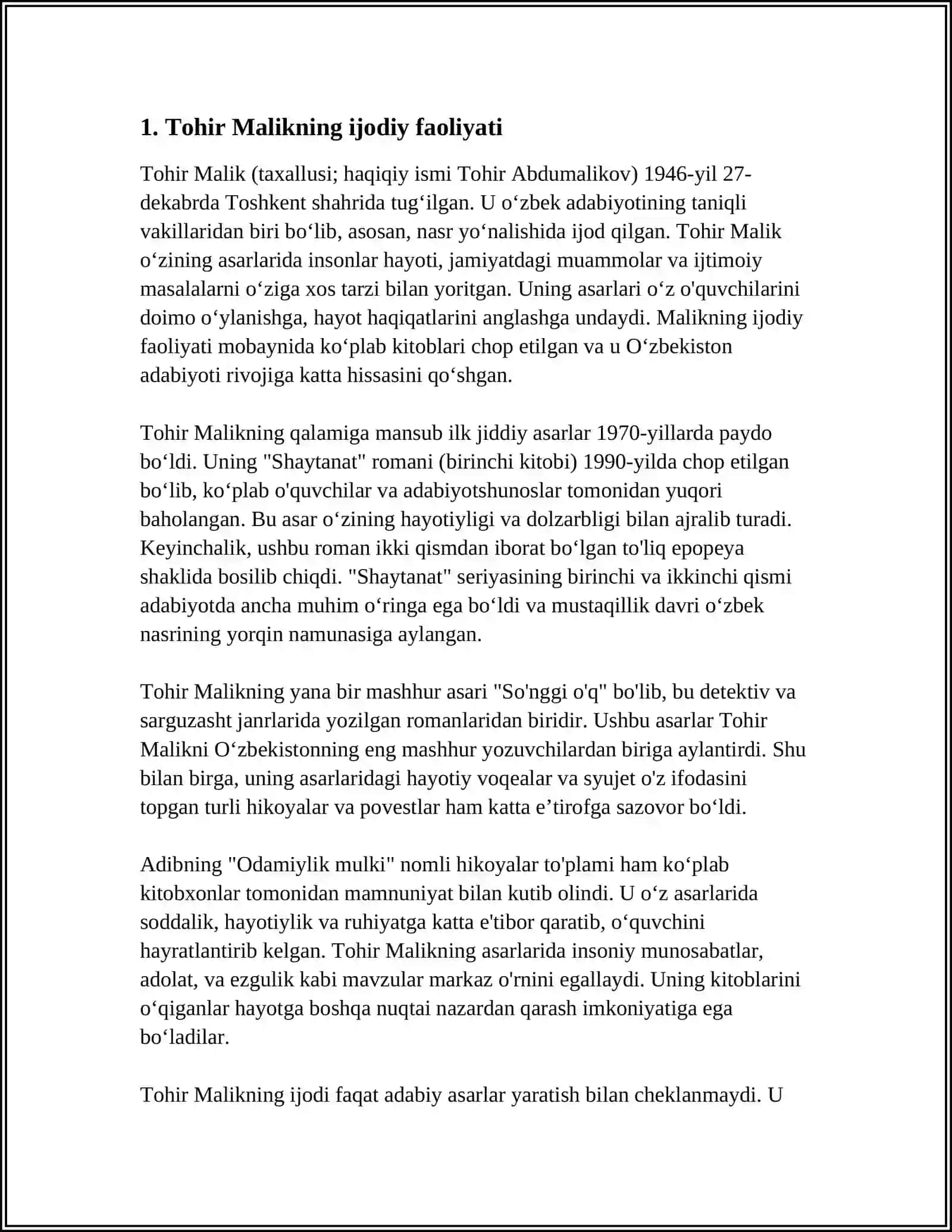 TOHIR MALIKNING PSIXOLOGIYASINI O’RGANISH 3