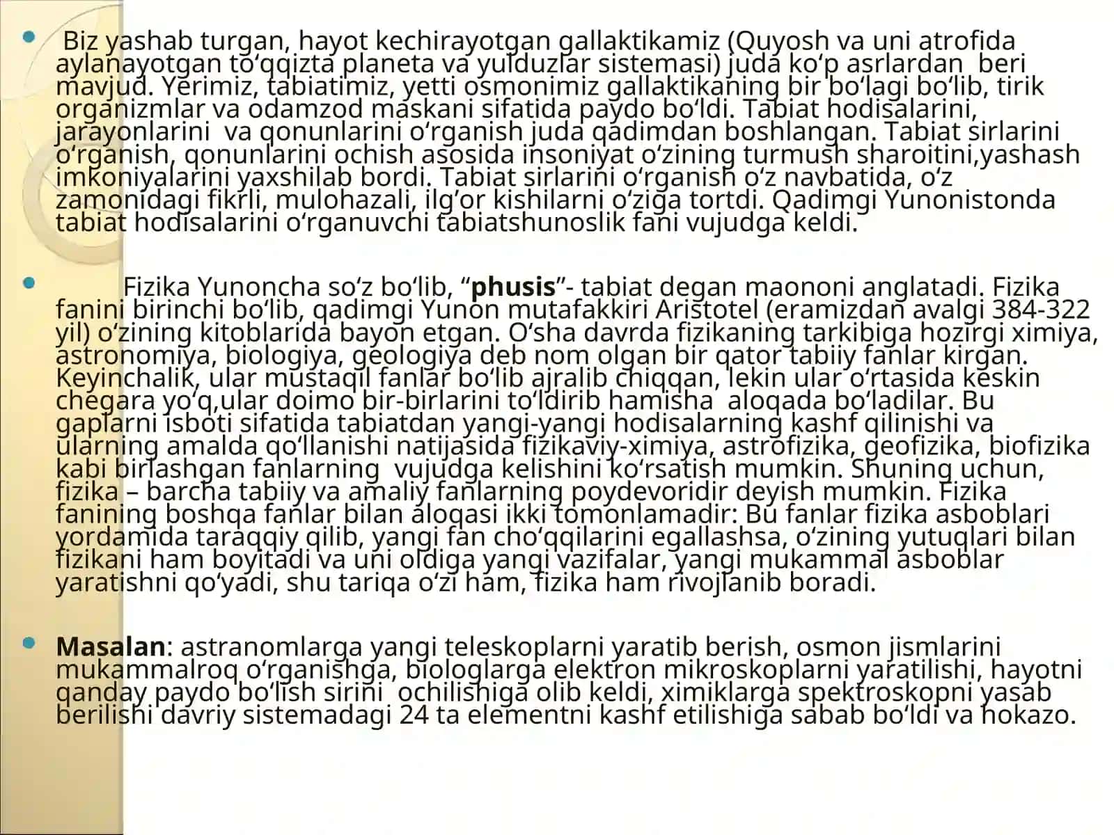 Tabiatshunoslik fanining tarixi 3