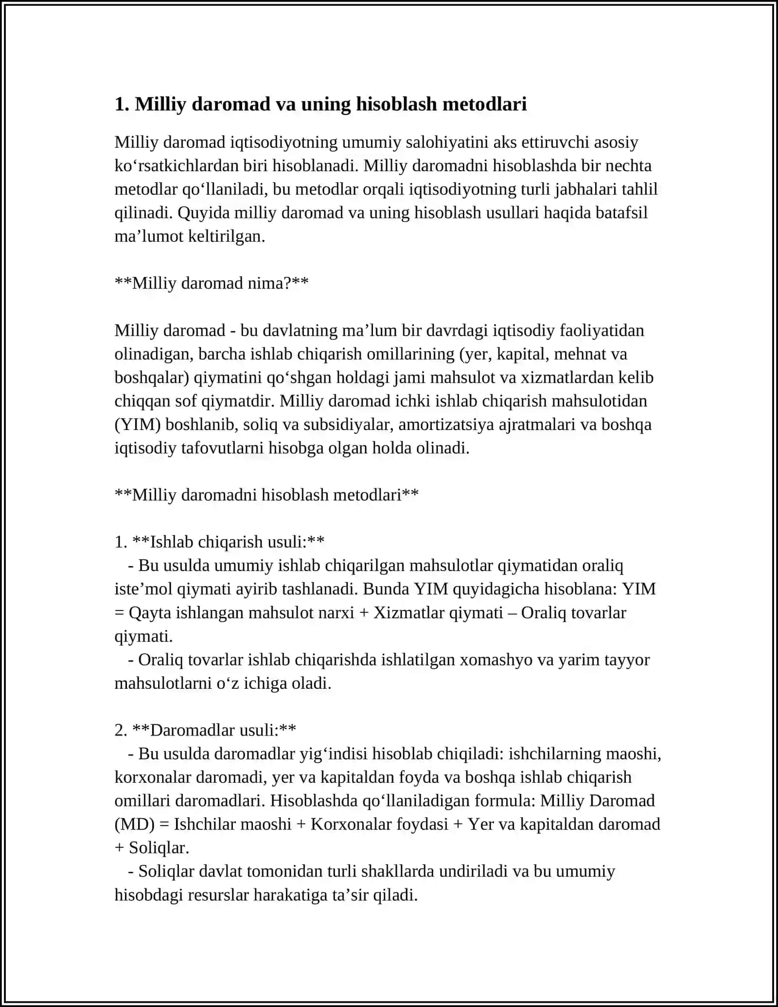 Milliy daromad va uning hisoblash metodlari 3