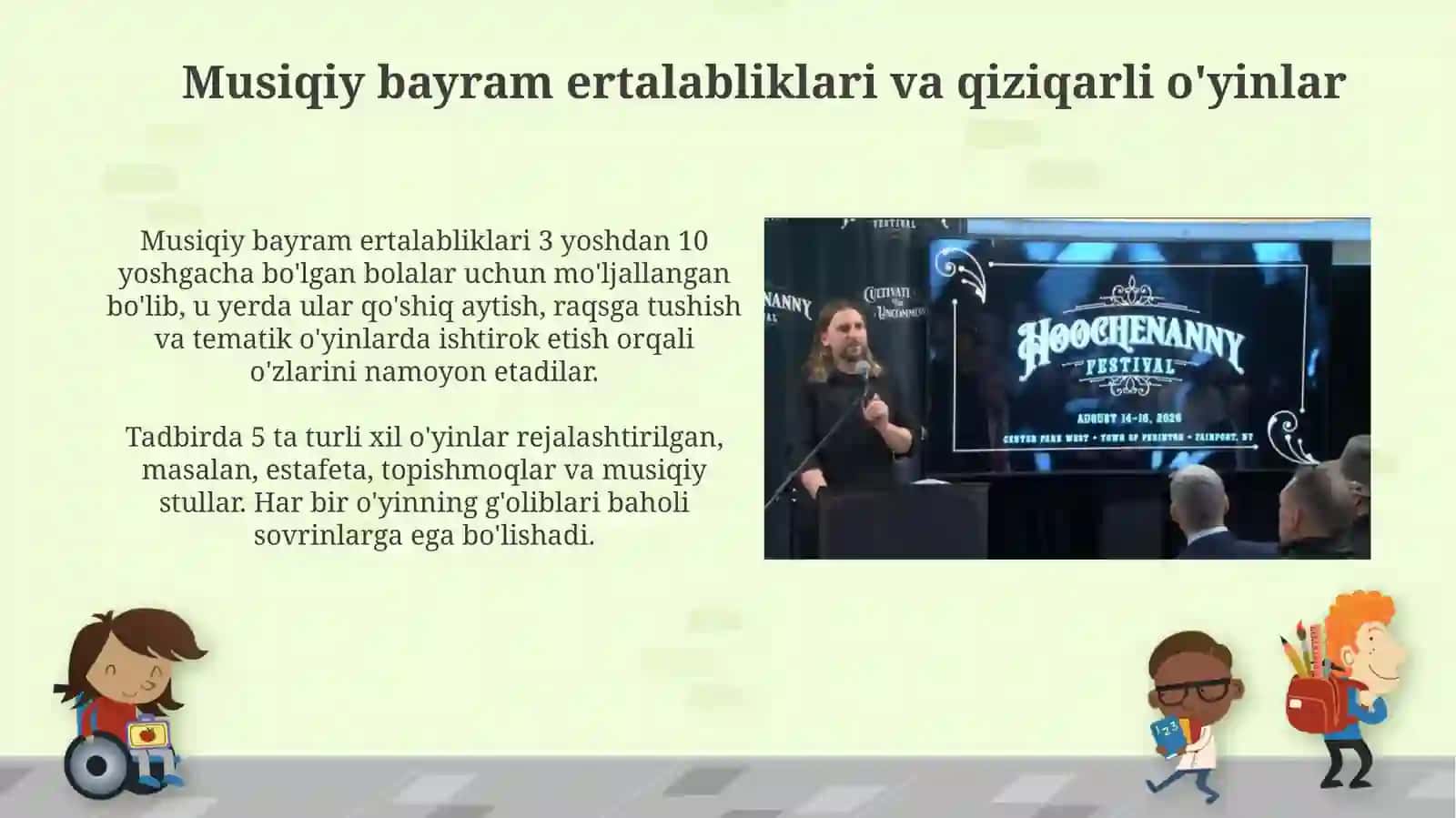 Musiqiy bayram ertaliklari va koʻngilochar òyinlar 3