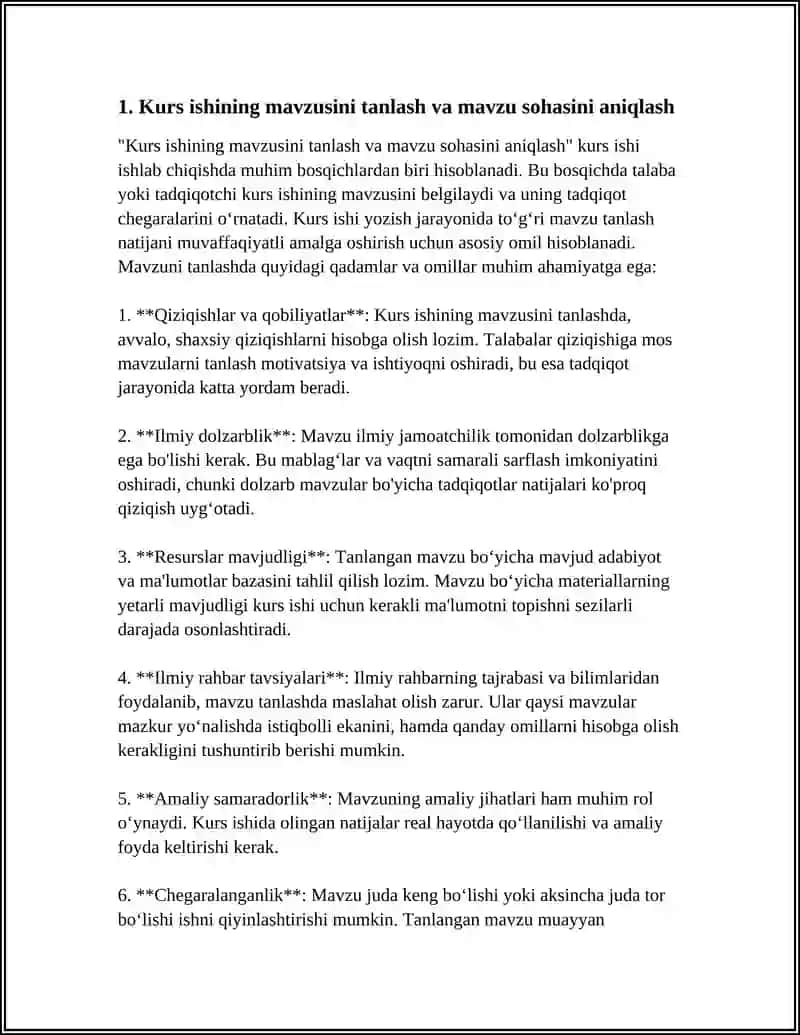 KURS ISHI TAYYORLASH VA UNI HIMOYA QILISH 3
