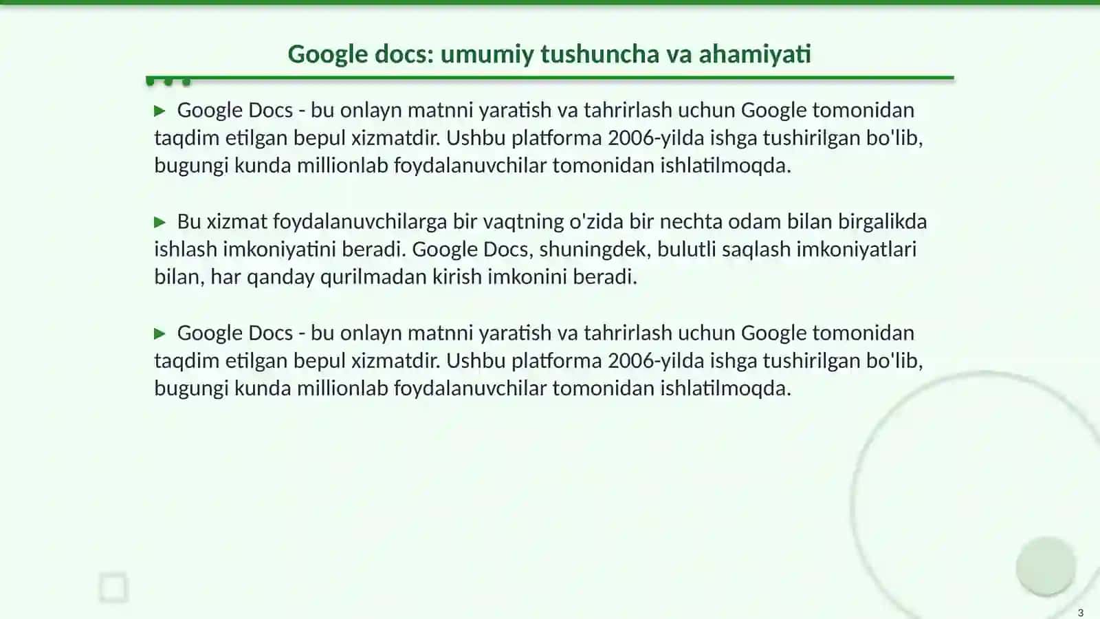 Google docs orqali hamkorlikda matn yaratish 3