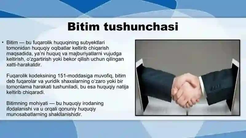 Bitim tushunchasi shakllari va tasnifi 3