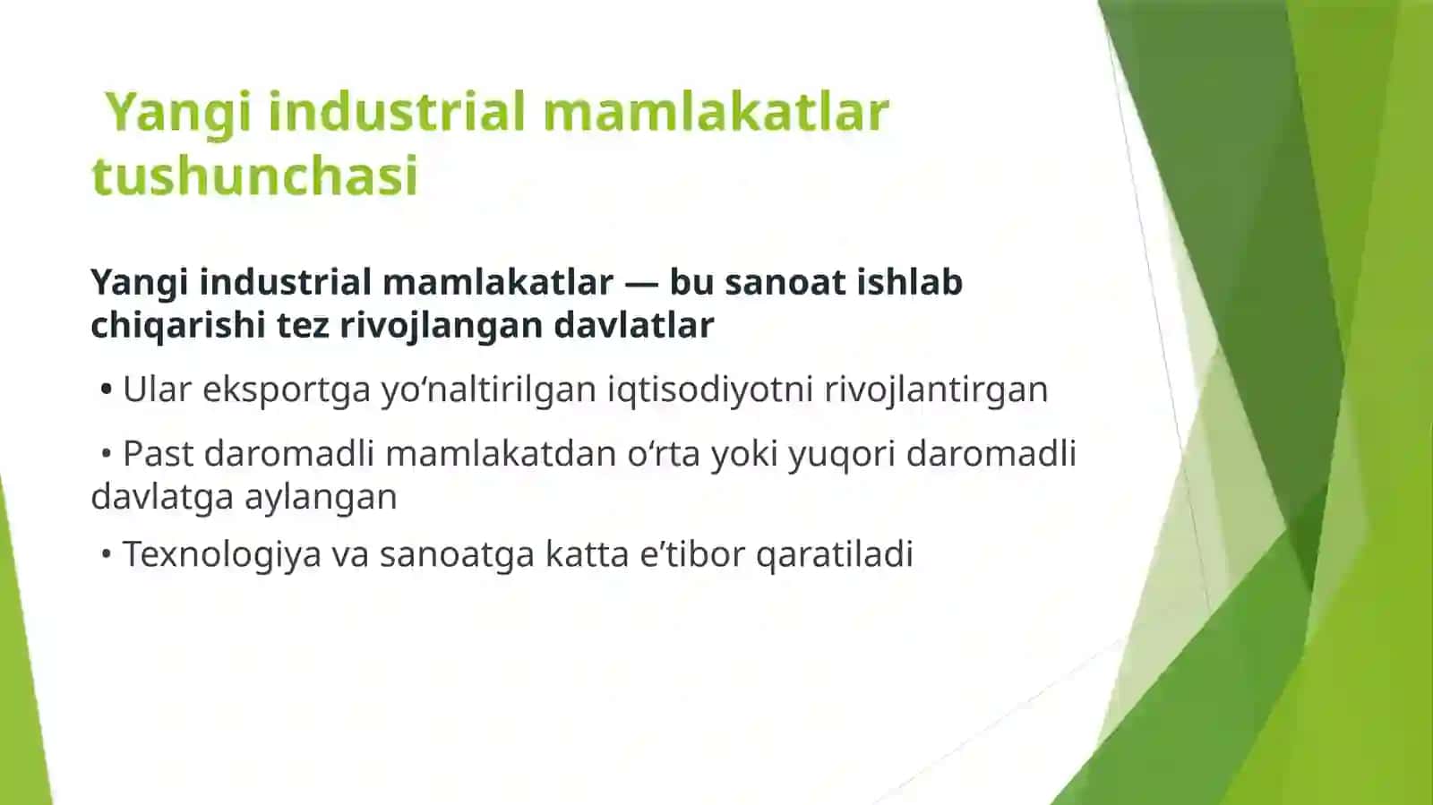 Yangi industrial mamlakatlarning jahon xo‘jaligidagi tutgan o‘rni 3