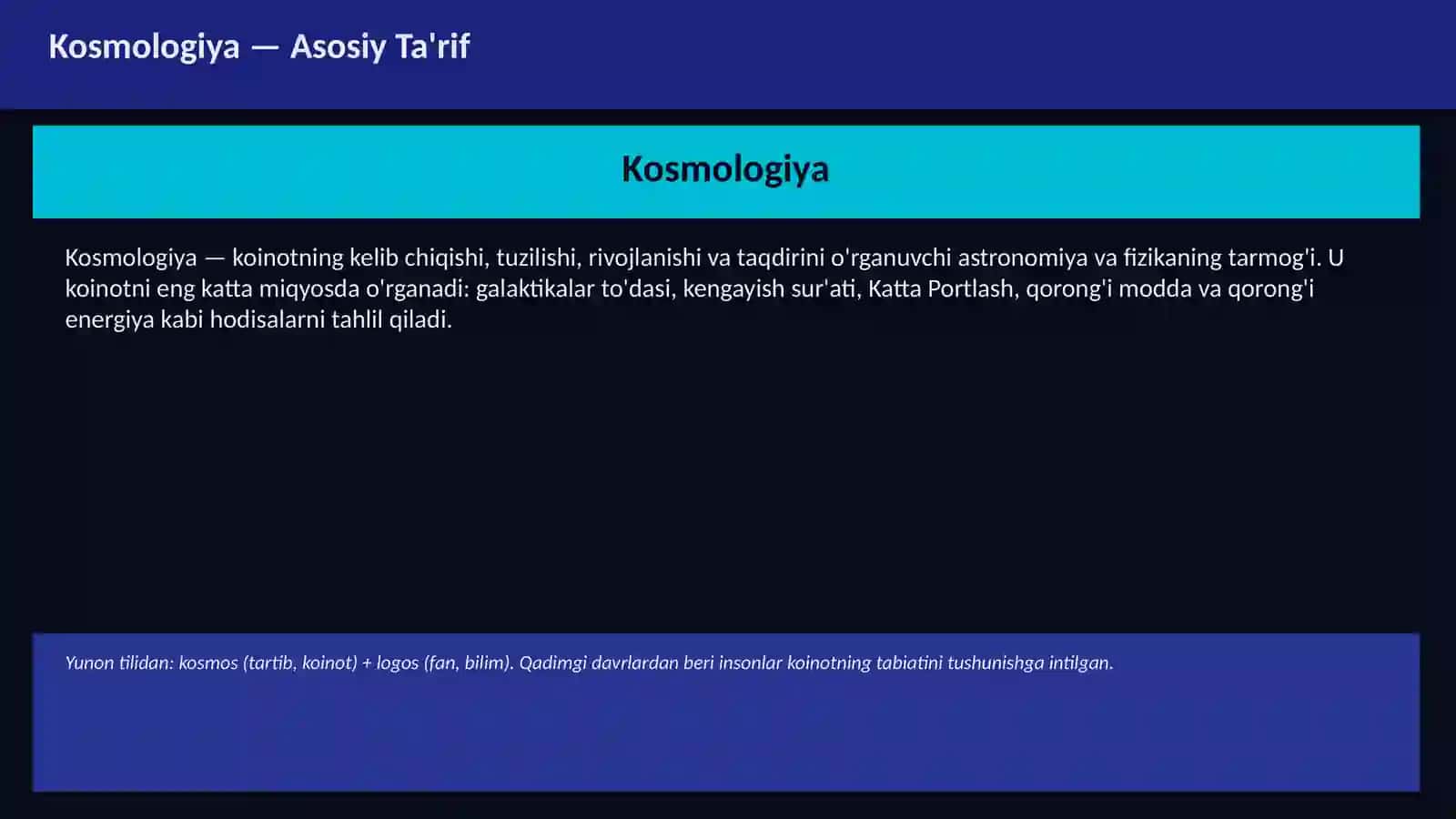 Kosmologiya va Koinot 3