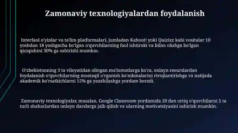 Zamonaviy texnologiyalardan foydalanish 3
