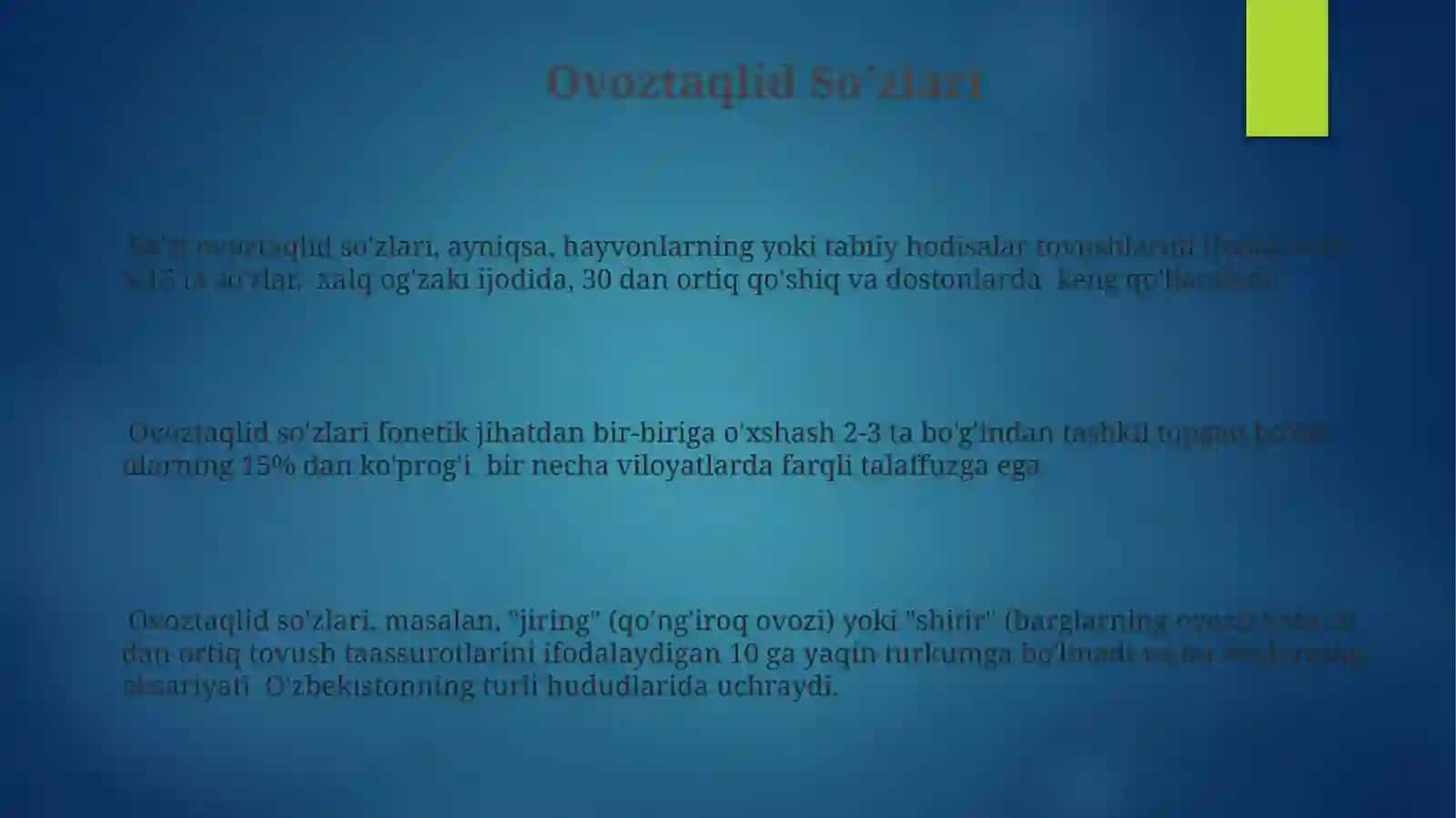 Ovoztaqlid So'zlari 3
