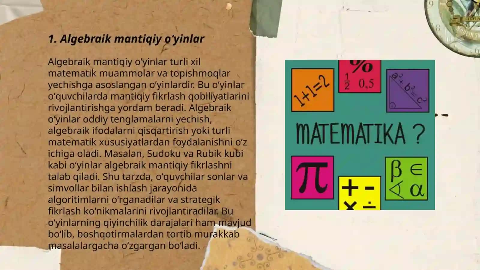 Algebraik mantiqiy oʻyinlar 3