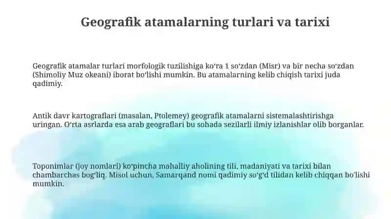 Geografik terminlar bilan ishlash 3