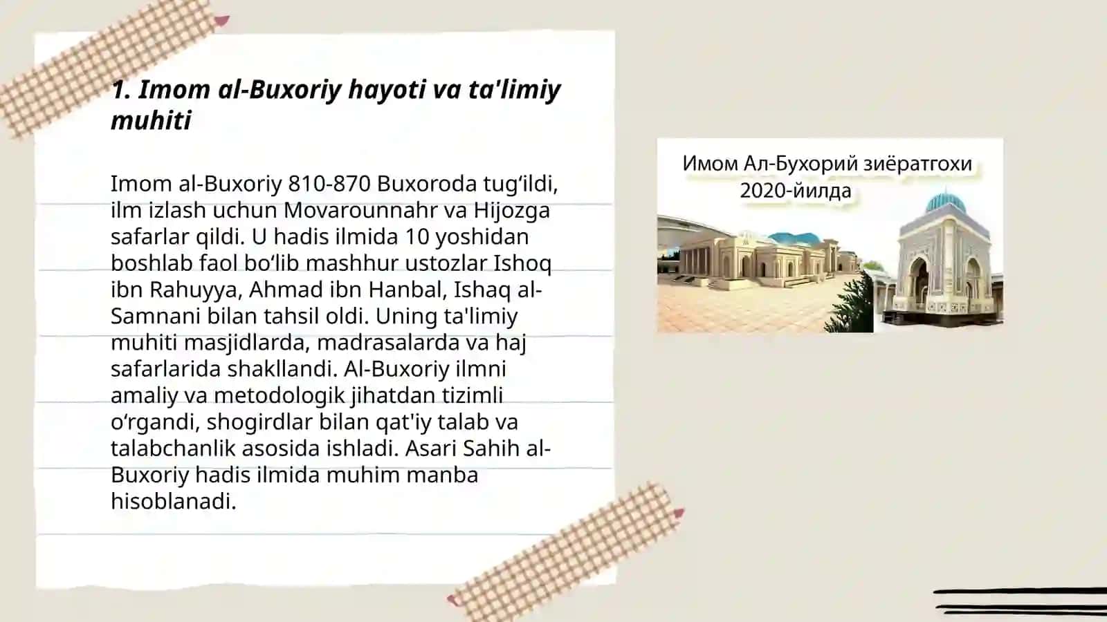 Imom Al Buxoriyning pedagogik g'oyalari 3