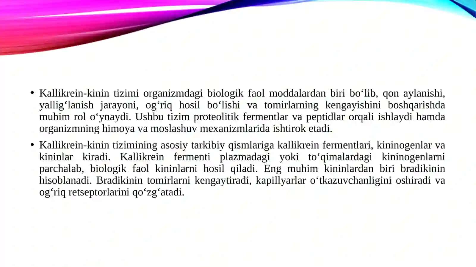 Kallikrein-kinin tizimi, klinik ahamiyati 3