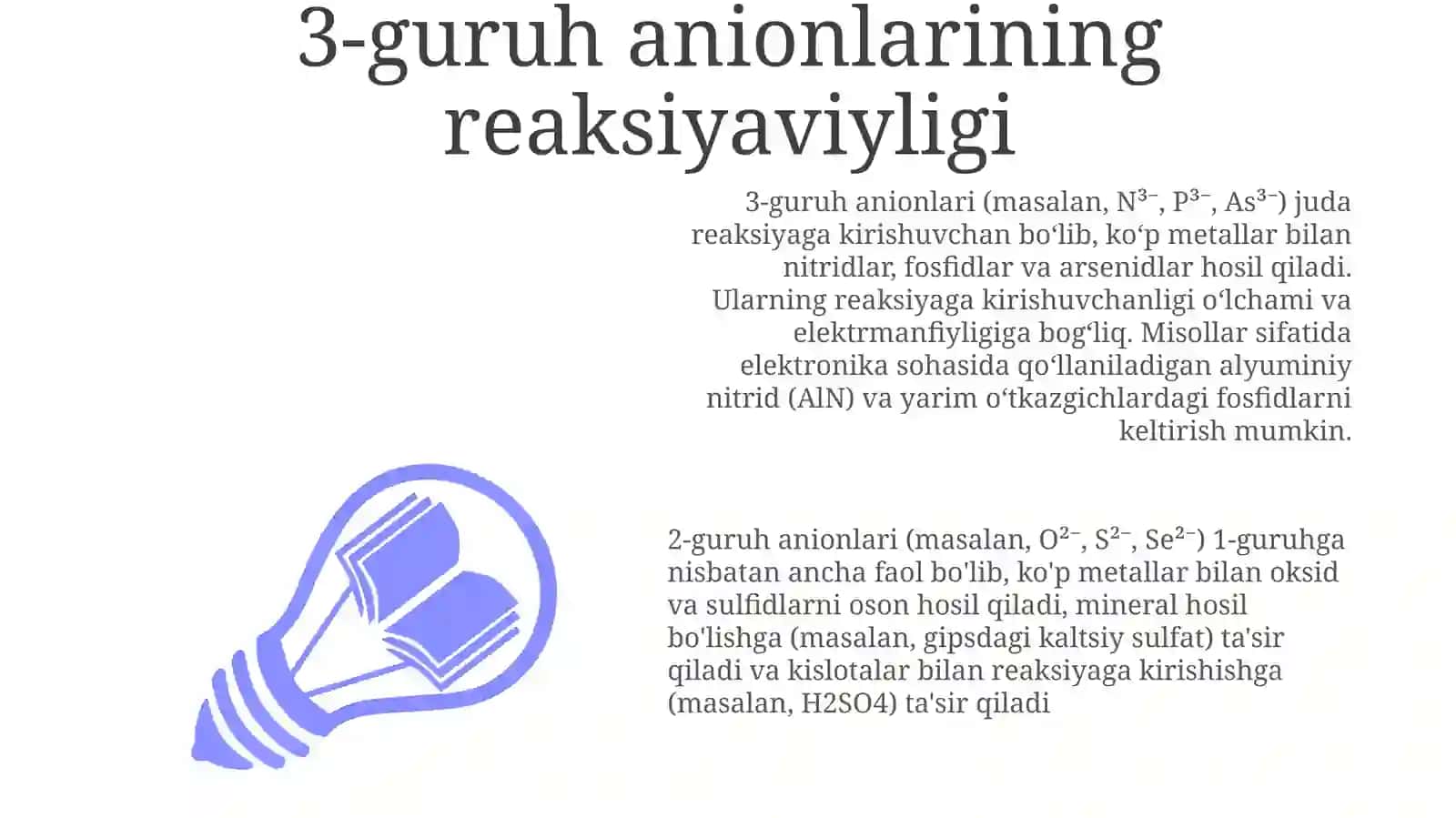 3-guruh anionlari haqida 3