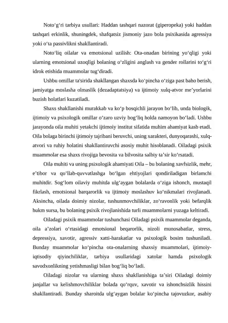 SHAXS SHAKLLANISHIDA OILA MUHITIDAGI PSIXIK MUAMMOLAR 3