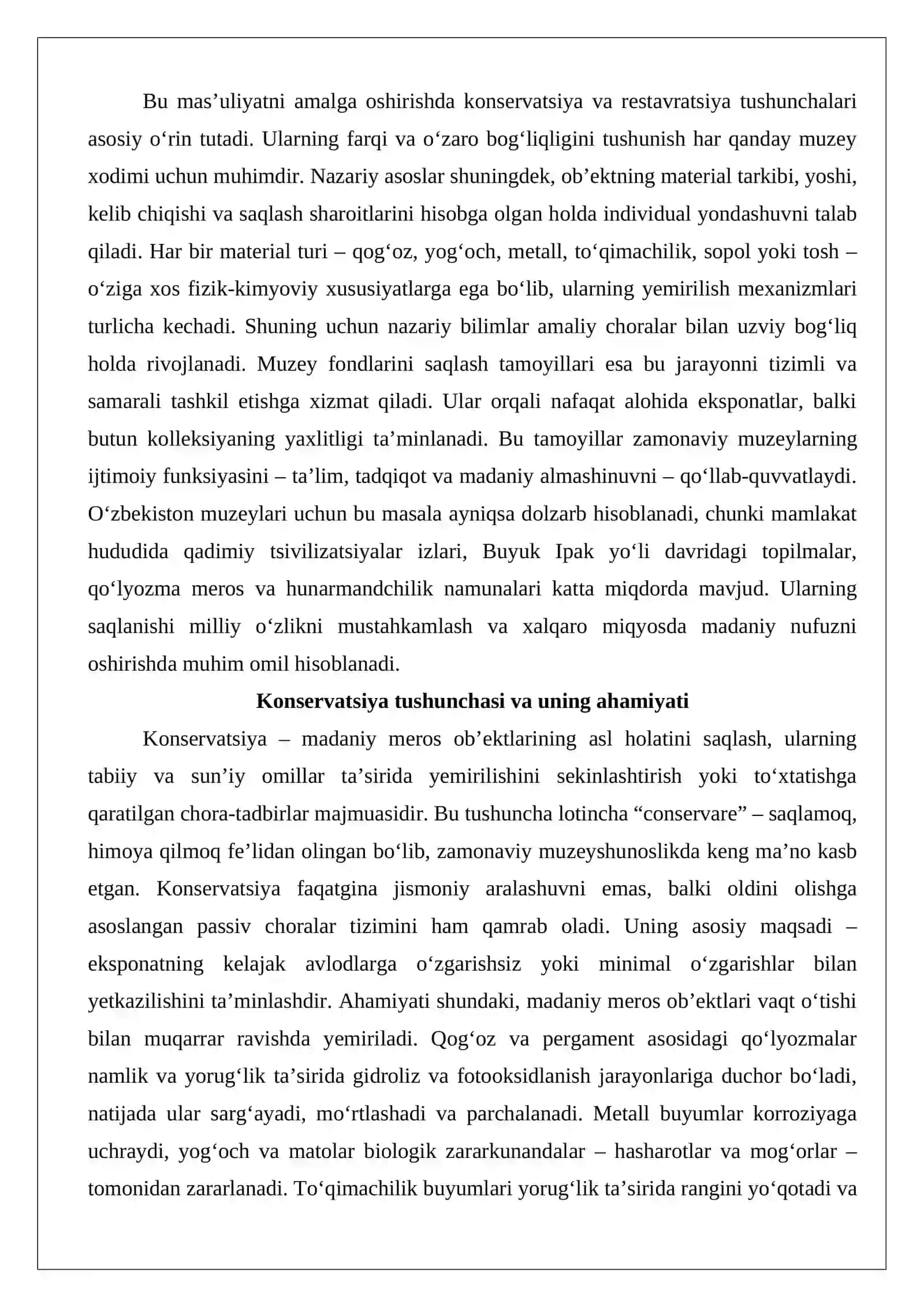 Muzeylarda konservatsiya va restavratsiya jarayonlari 3