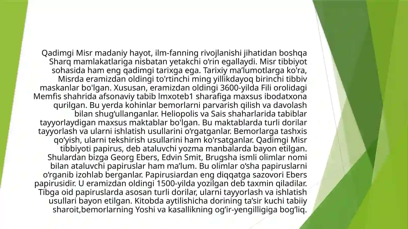 QADIMGI SHARQ MAMLAKATLARIDA DAVOLASH USULLARII 3