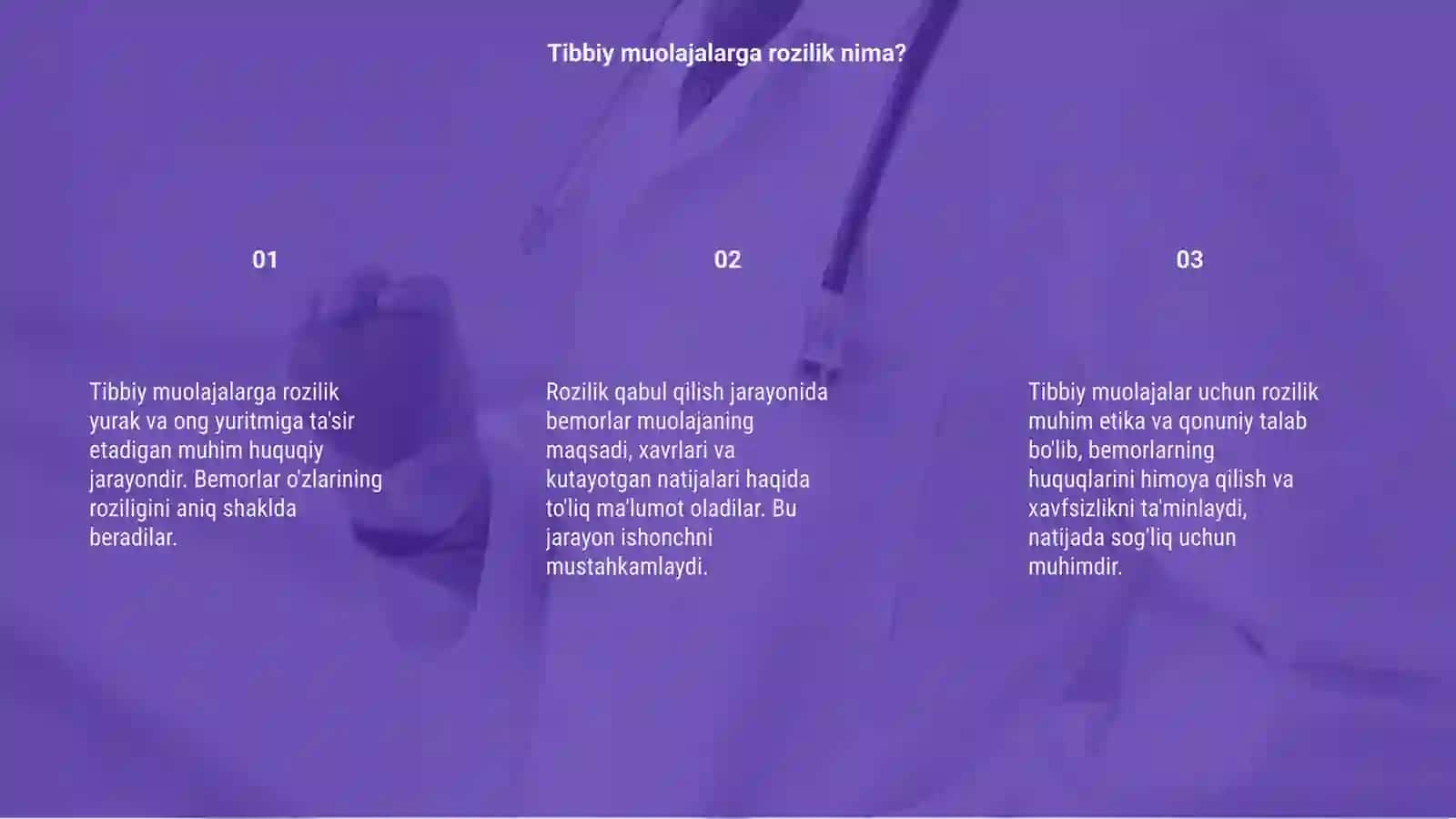 Tibbiy muolajalarga rozilik masalasi 3