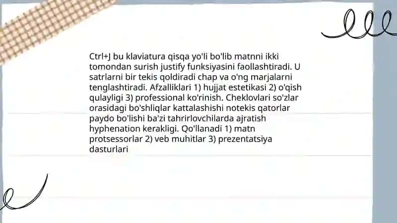 Matnni ikki tomondan surish (justify) 3