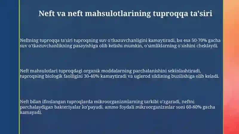 Neft va neft mahsulotlarining tuproqqa ta'siri 3