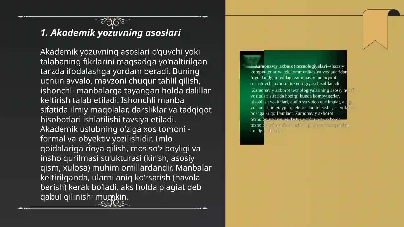 Akademik yozuv va axborot.Axborotning turlari va xususiyatlari 3