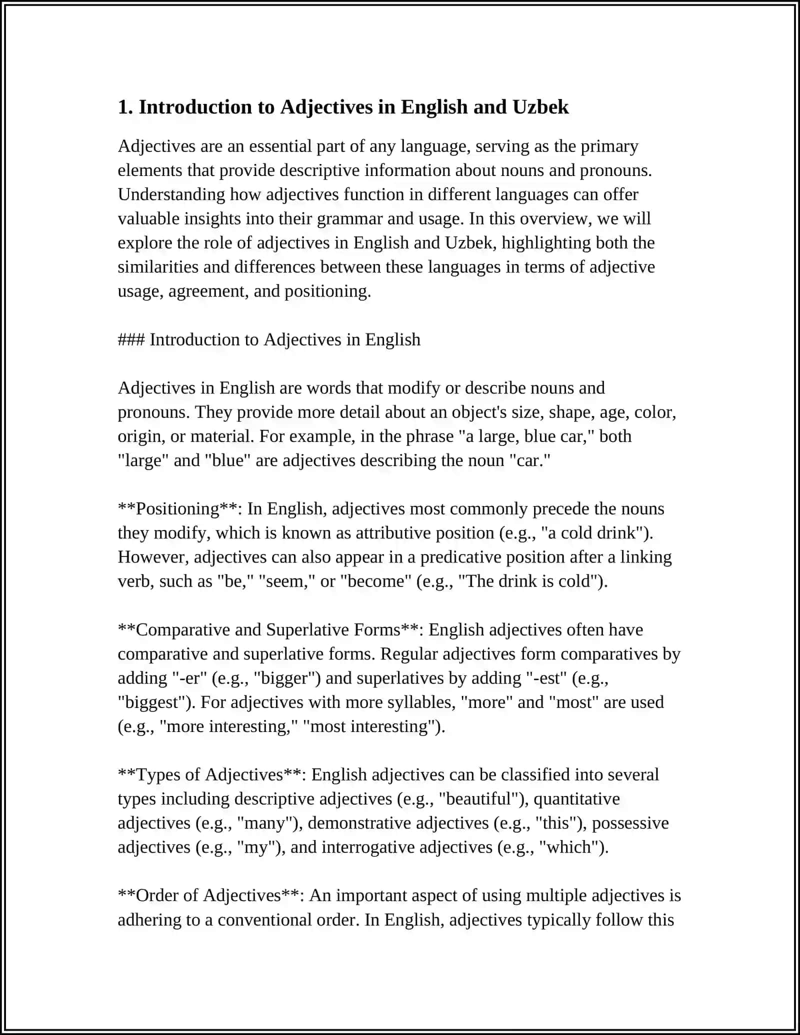 THE COMPARATIVE ANALYSIS OF ADJECTIVES IN ENGLISH AND UZBEK LANGUAGES 3