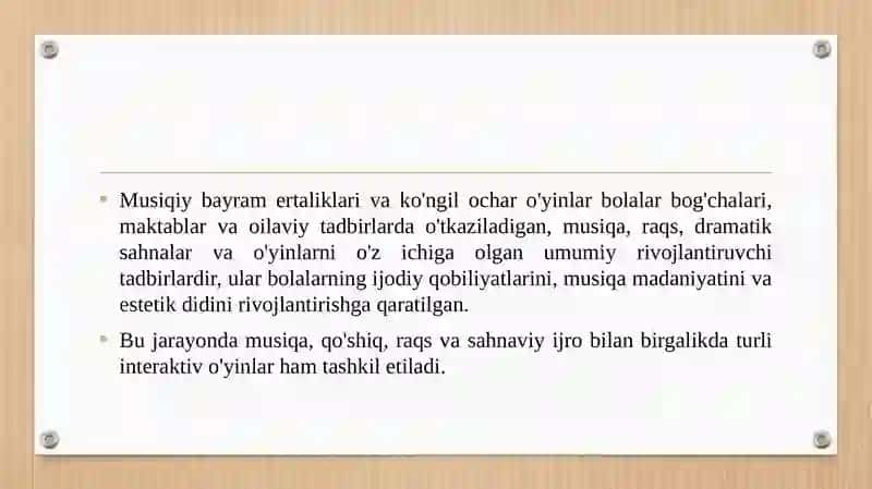Musiqiy bayram ertaliklar va ko‘ngil ochar o‘yinlar 3