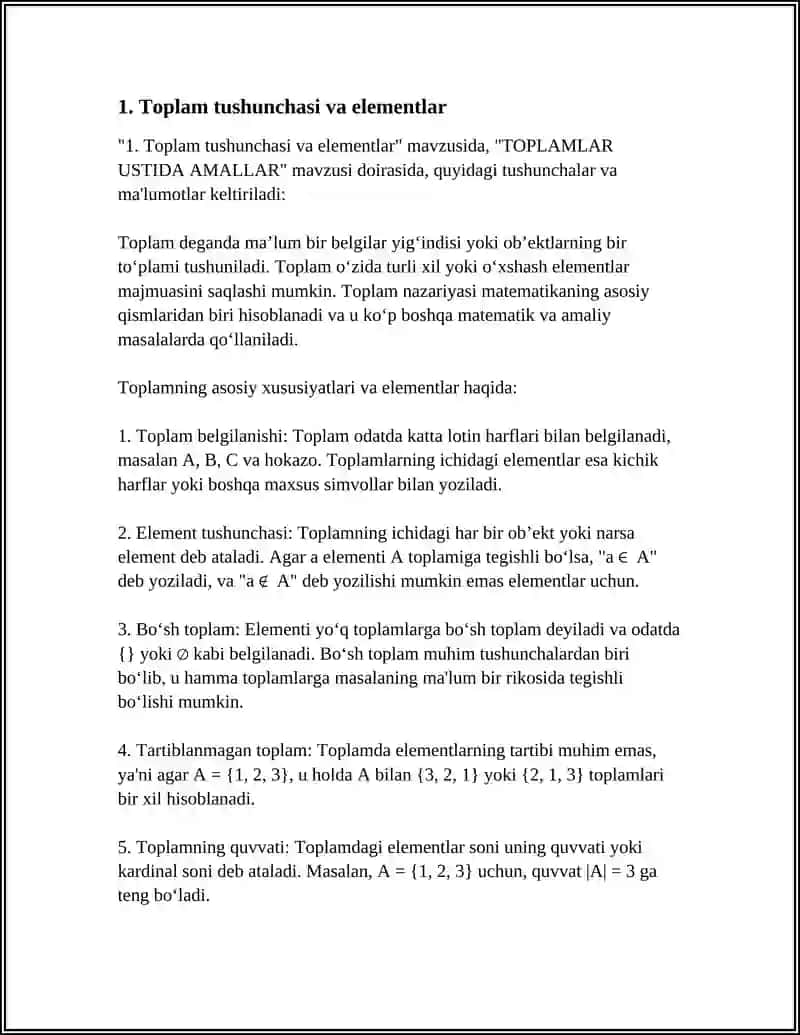 TOPLAMLAR USTIDA AMALLAR 3