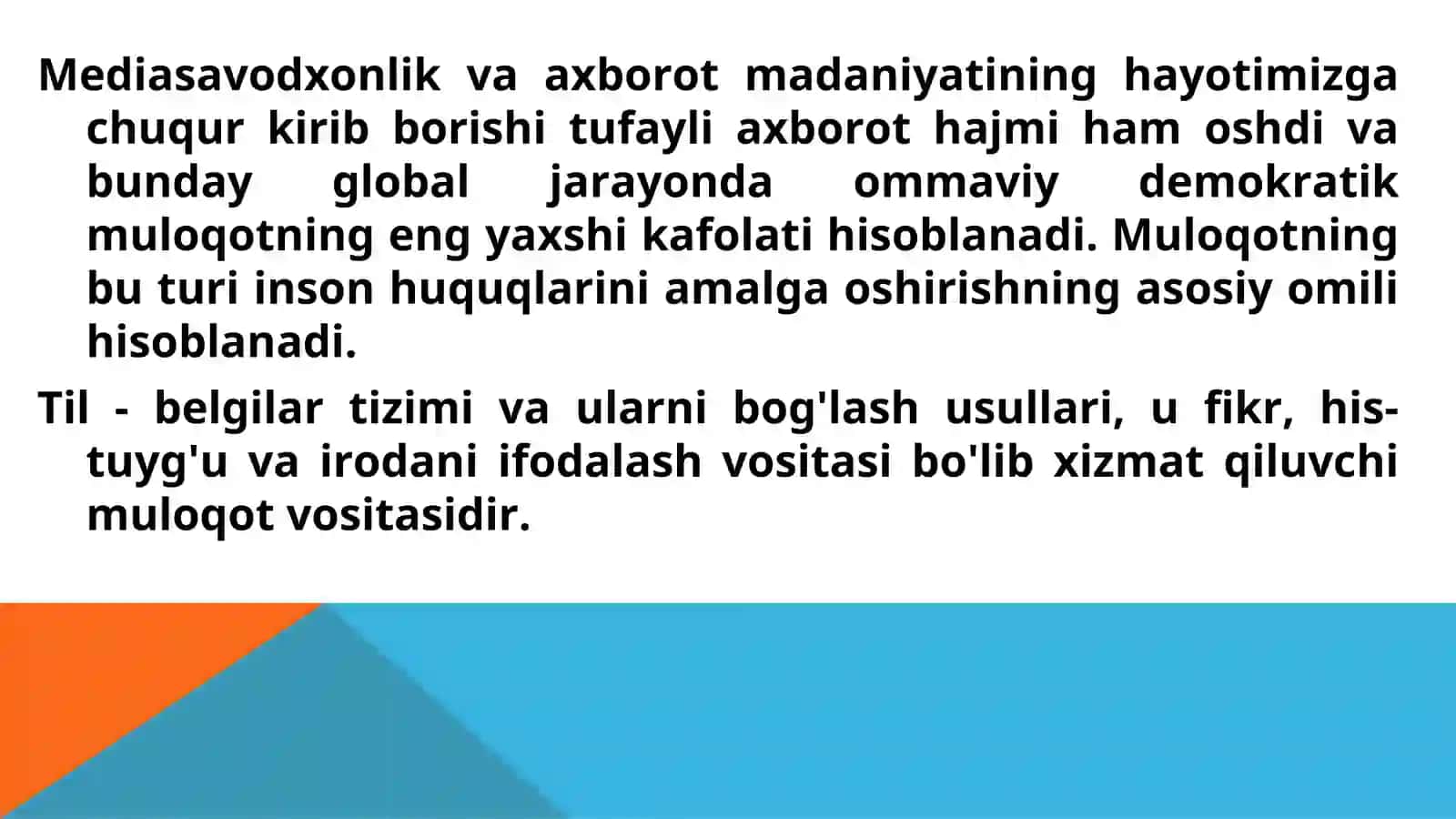 Mediasavodxonlik va axborot madaniyati fanidan 1-ma'ruza 3