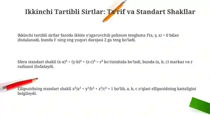 Ikkinchi tartibli sirtlar 3
