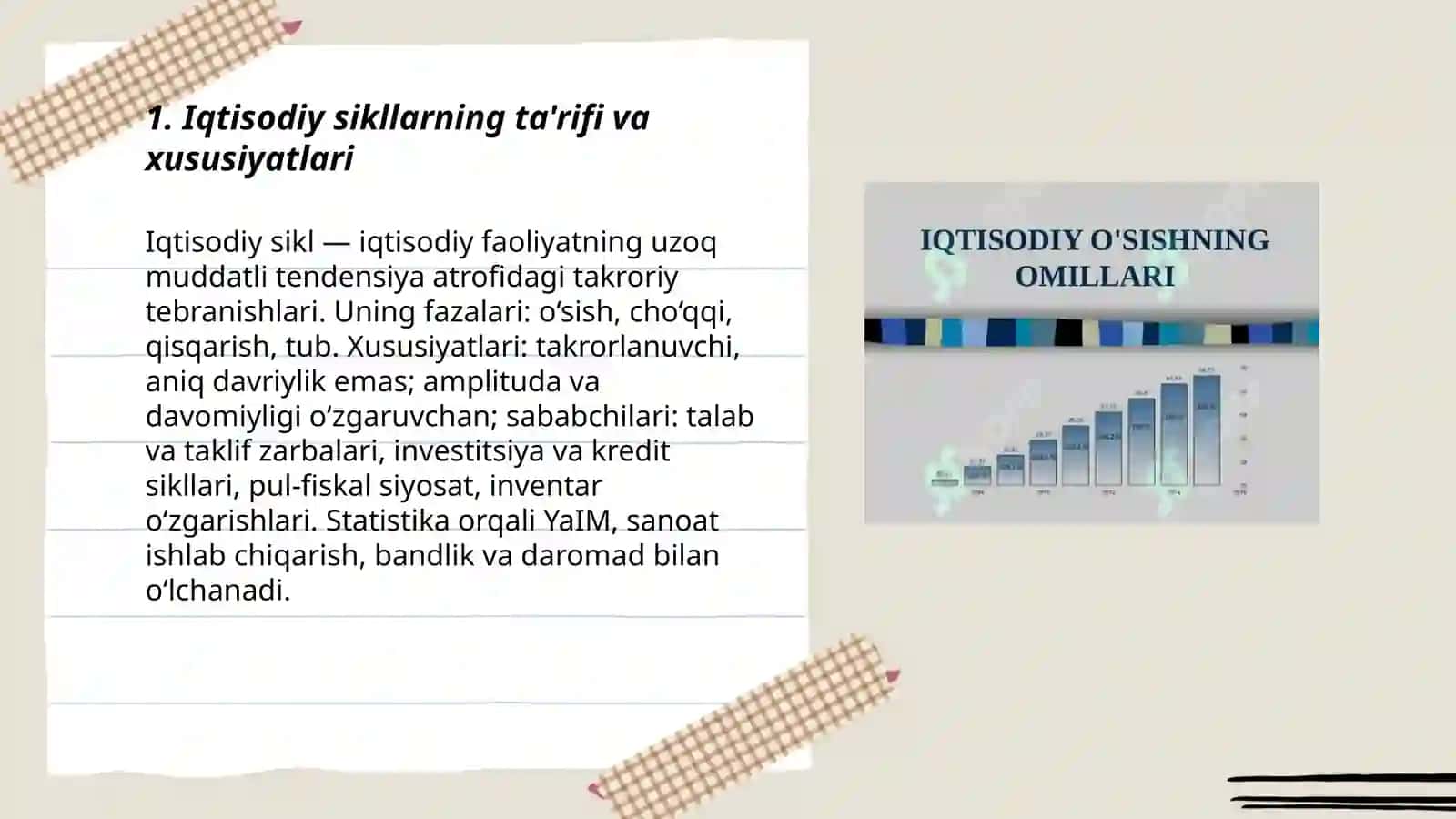 Iqtisodiy sikllar va ularning statistik o'lchovlari 3