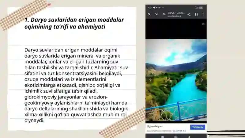 Daryo suvlaridan erigan moddalar oqimi 3