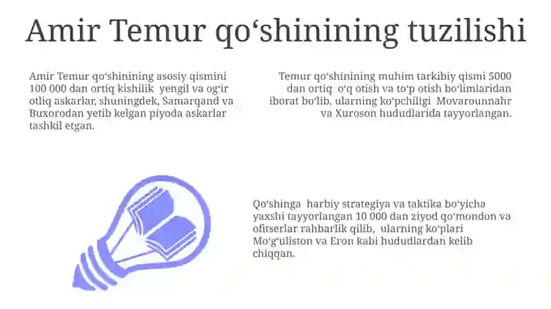 Amir Temur davlatida qo‘shin tuzilishi 3