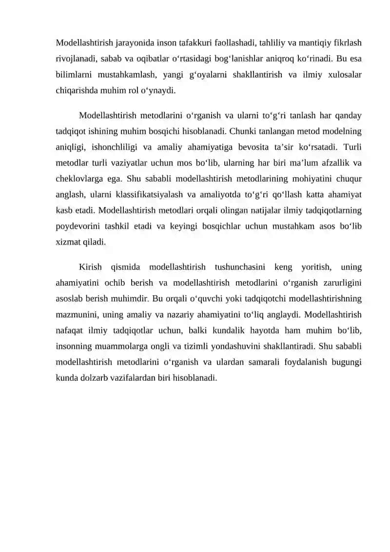 Modellashtirish metodlarining klassifikatsiyasi 3