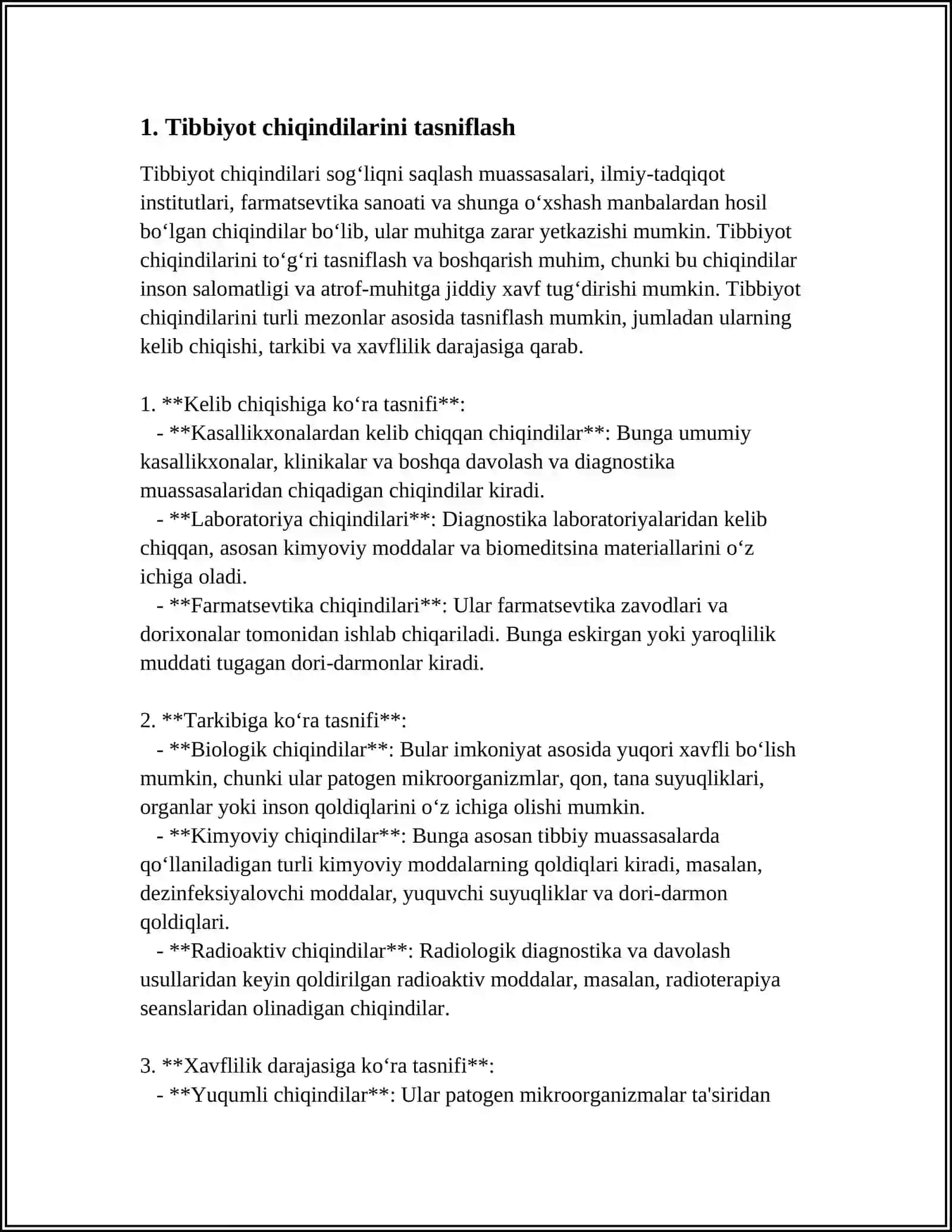 Tibbiyot chiqindilarini tasniflash 3