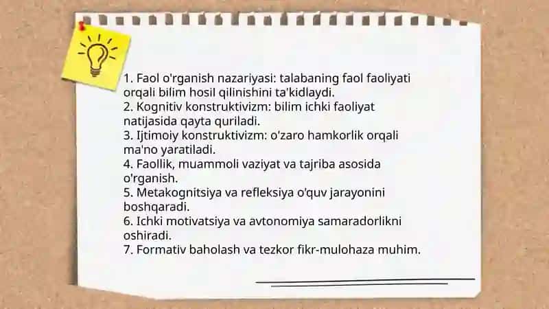 Faol o'rganish metodikasi qisimlari 3