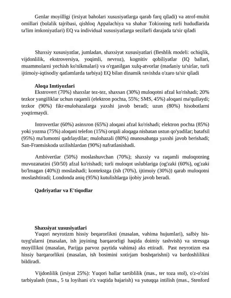 Matevatsiyaning individual hususiyatlari 3