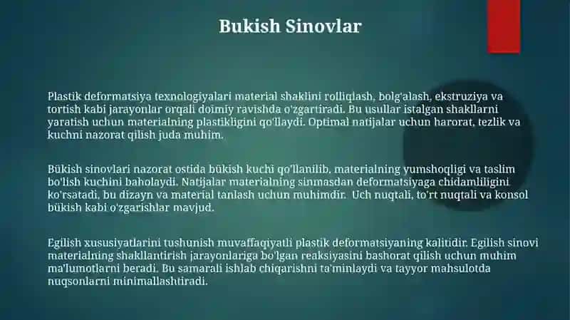 Plastik deformatsiyalashdagi texnalogiyalari 3