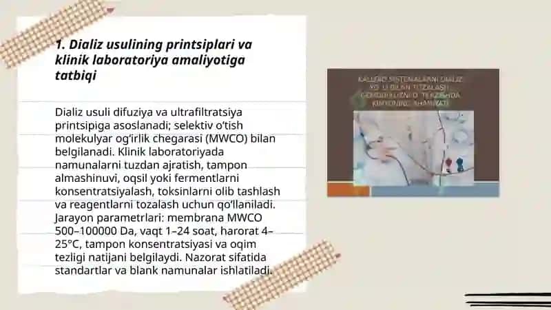 Dializ usulini klinik laboratoriya ishida qoʻllanilishi 3