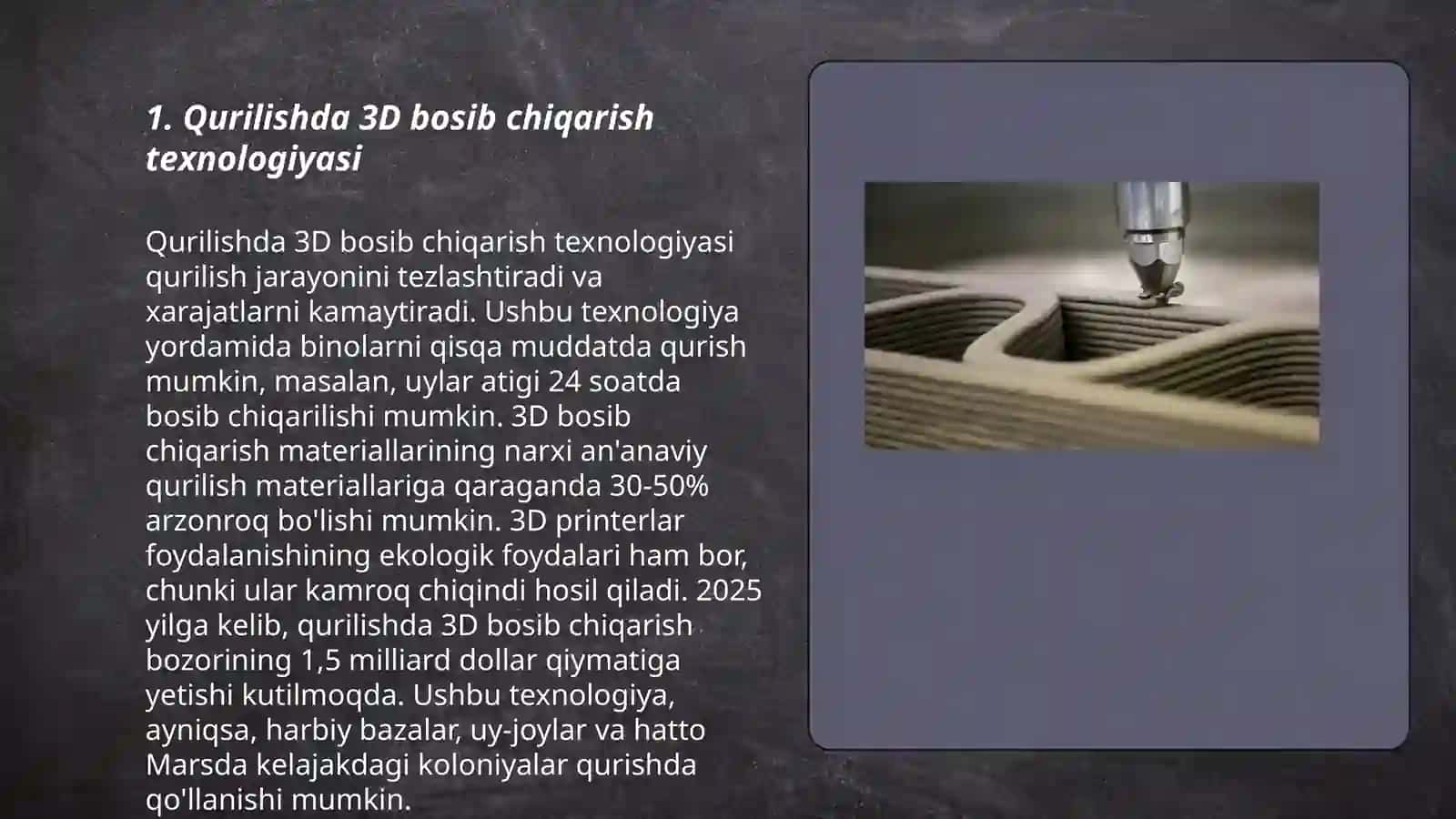 Qurilishda 3D bosib chiqarish 3
