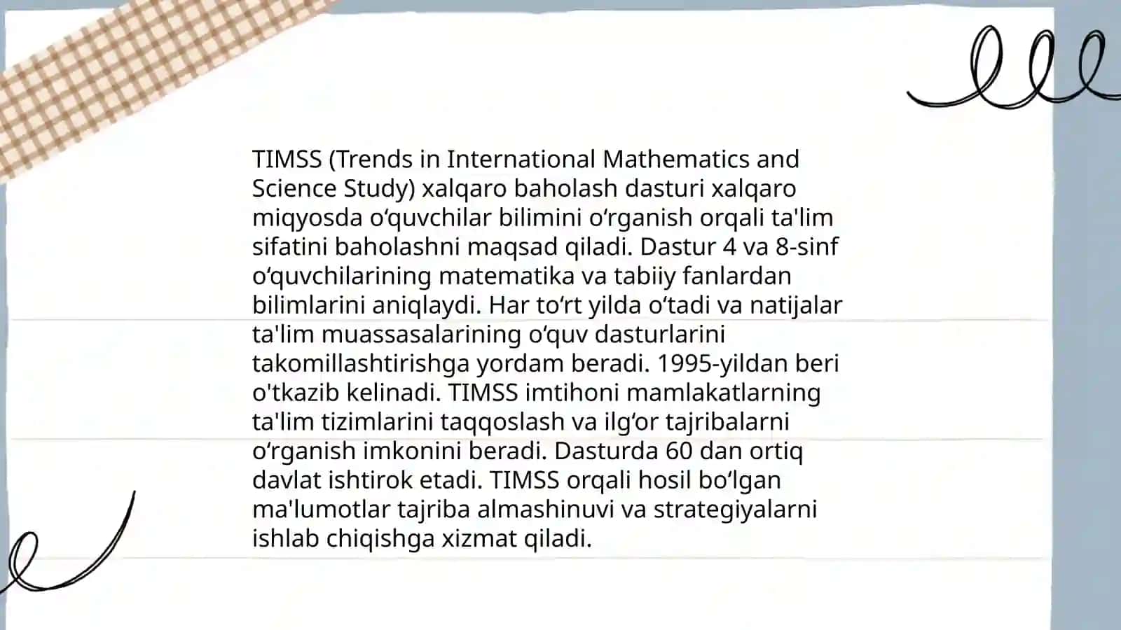 TIMSS xalqaro baholash dasturi 3