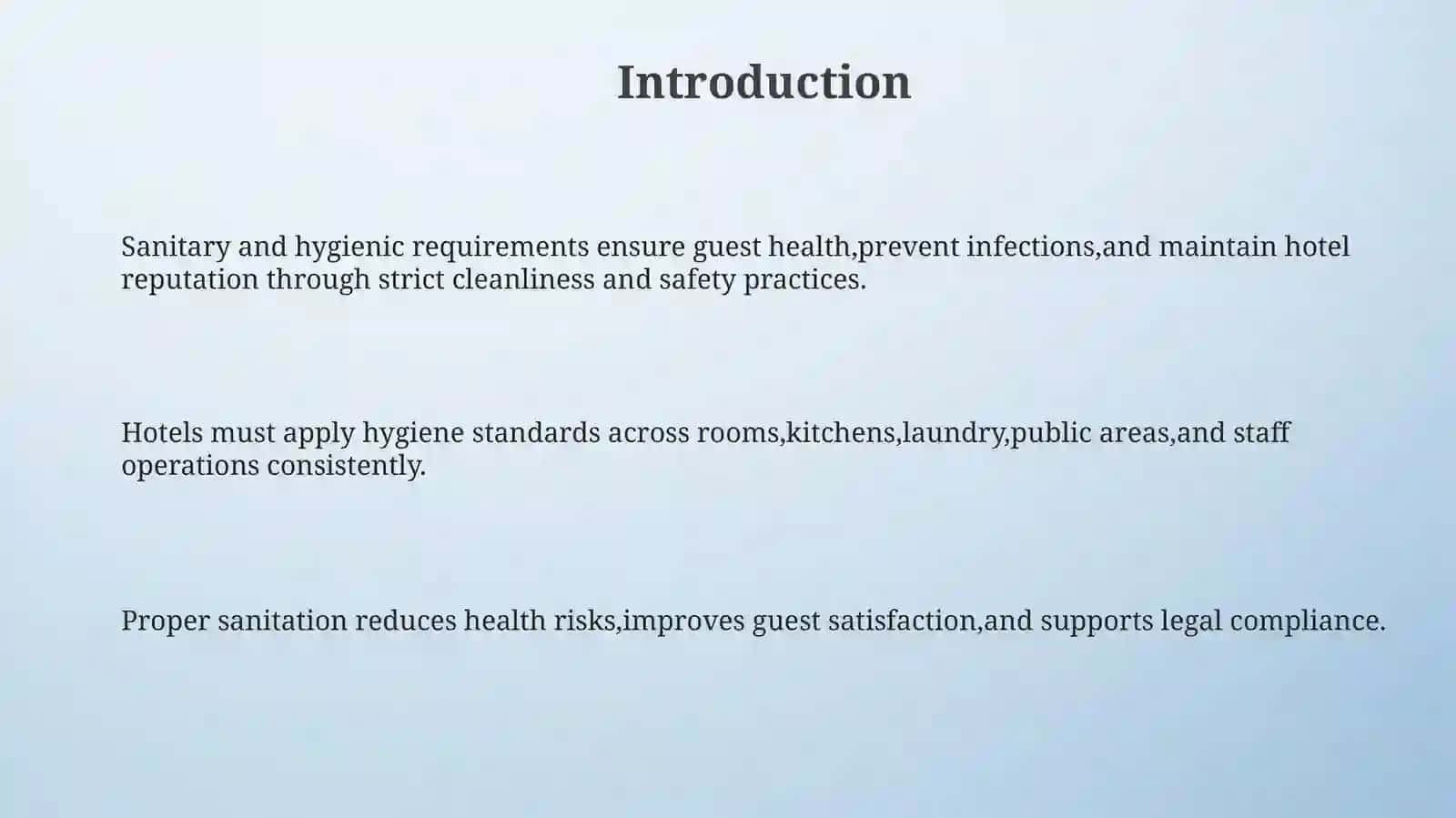 Sanitary and hygienic requriments in the hotel industry 3