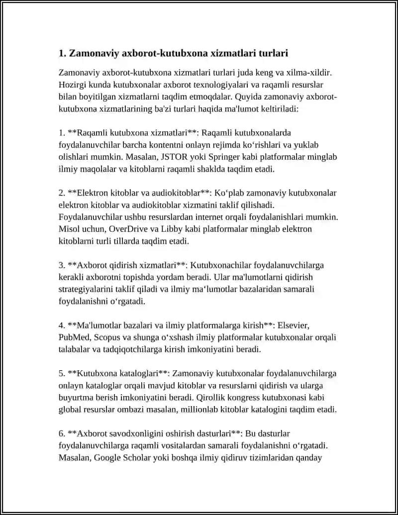 AXPOROT KUTUBXONA MUASSASALARI FOYDALANUVCHILARGA ZAMONAVIY AXBOROT KUTUBXONA XIZMATINI KURSATISH 3