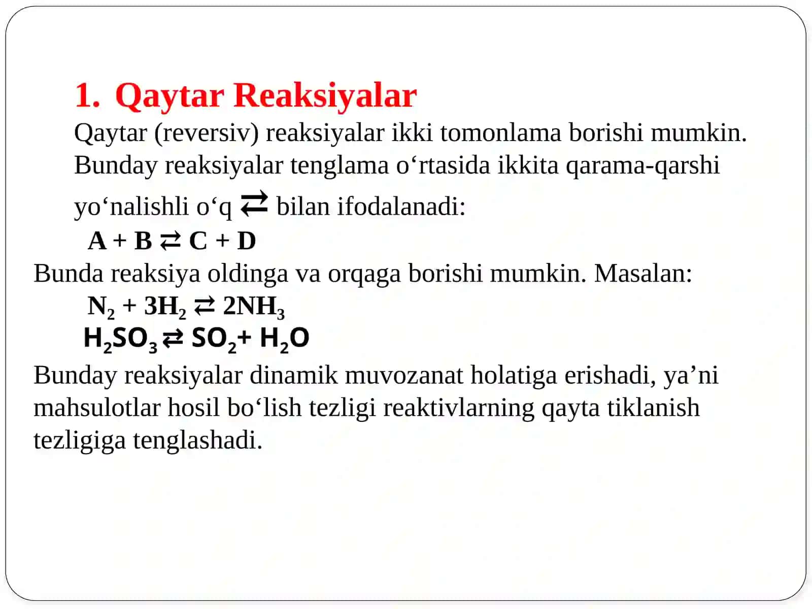 Qaytar va Qaytmas Reaksiyalar 3