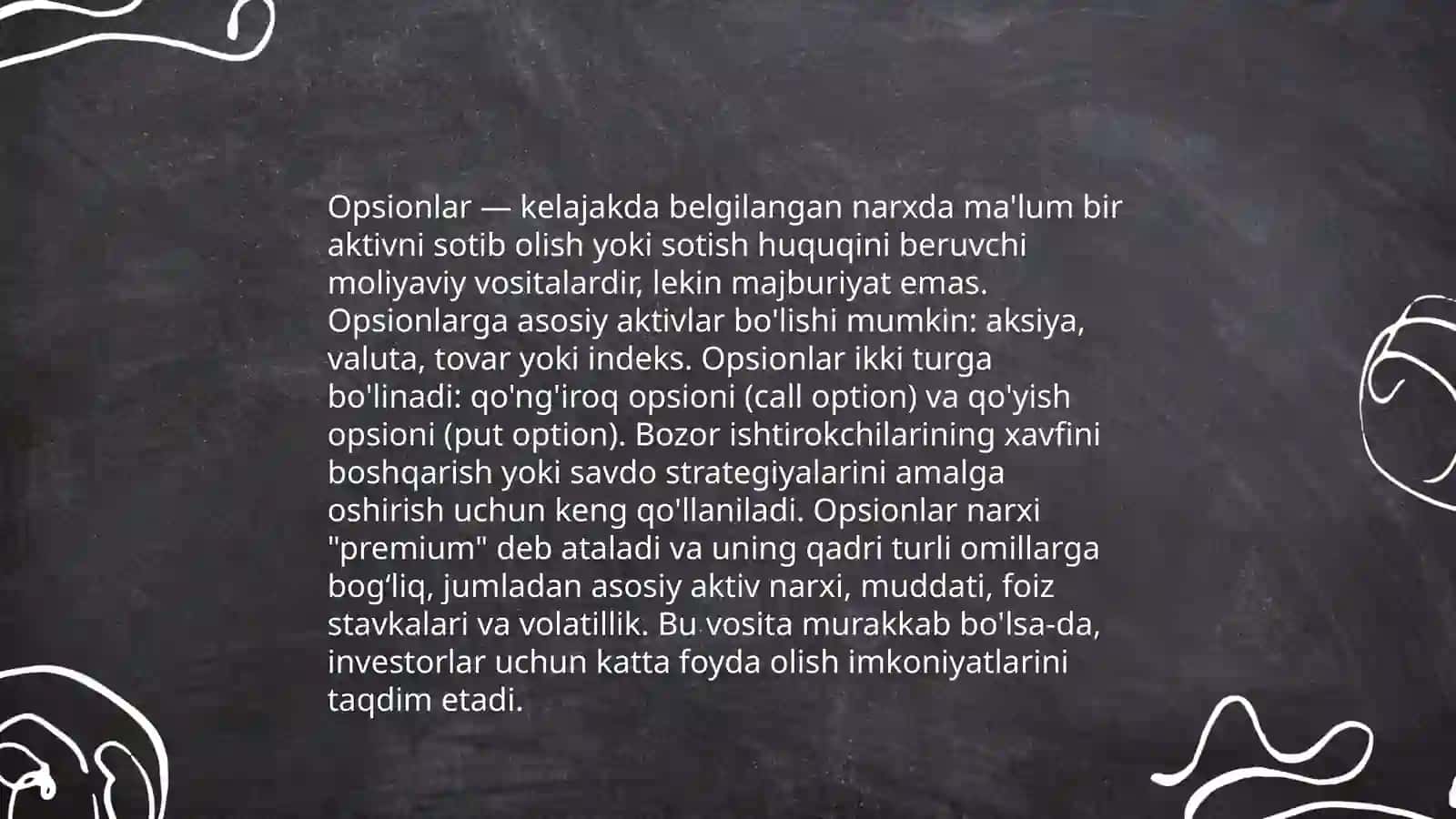Opsionlarni mohiyati va ularning tasnifi 3