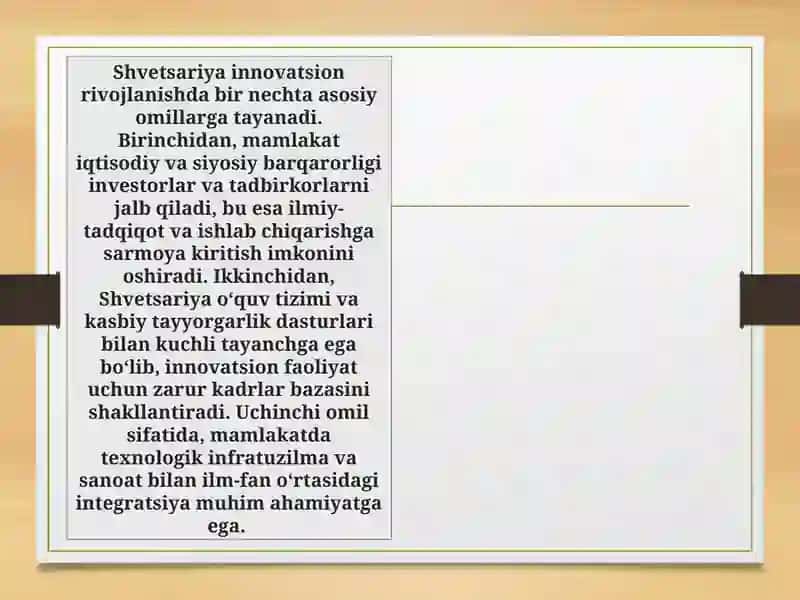 Shvetsariya iqtisodiyoti innovatsiyasi 3