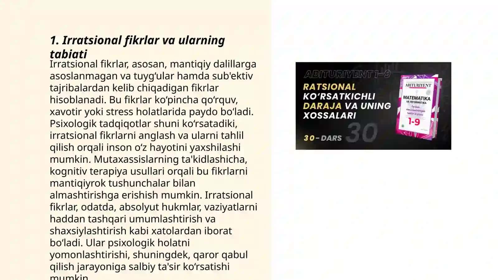 Irratsional fikrlarni oʻrganish 3