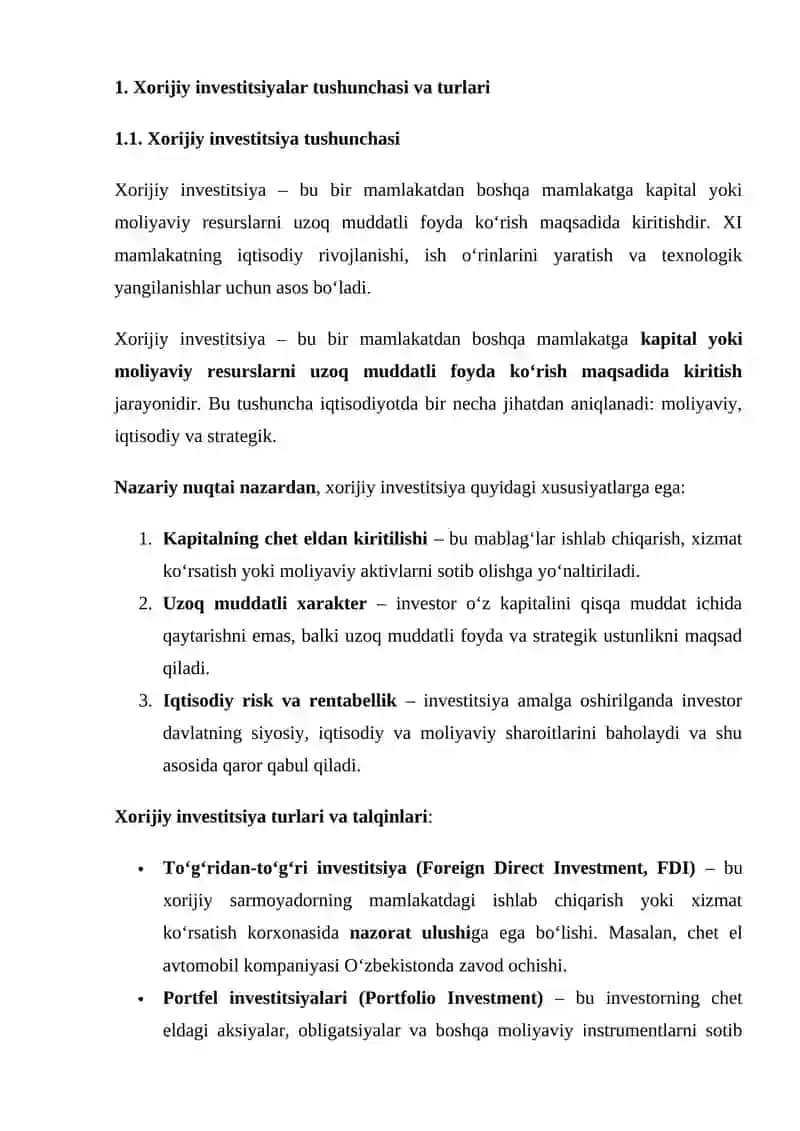 Xorijiy investitsiyalar oqimini prognozlash usullari 3